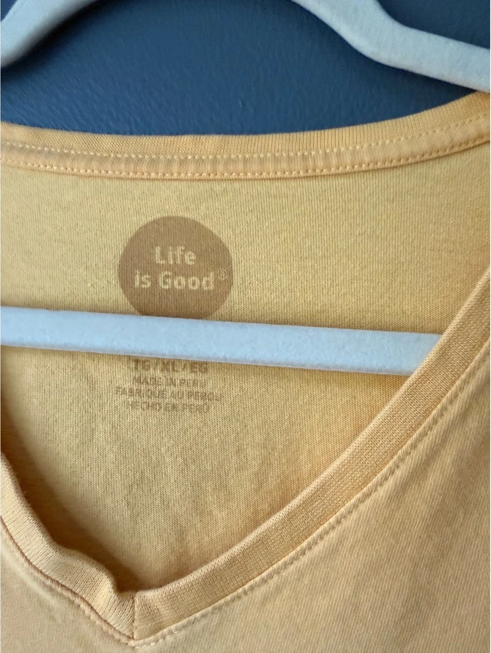 Life is Good Women's V-Neck T-Shirt with Beach Umbrella and Chair Graphic